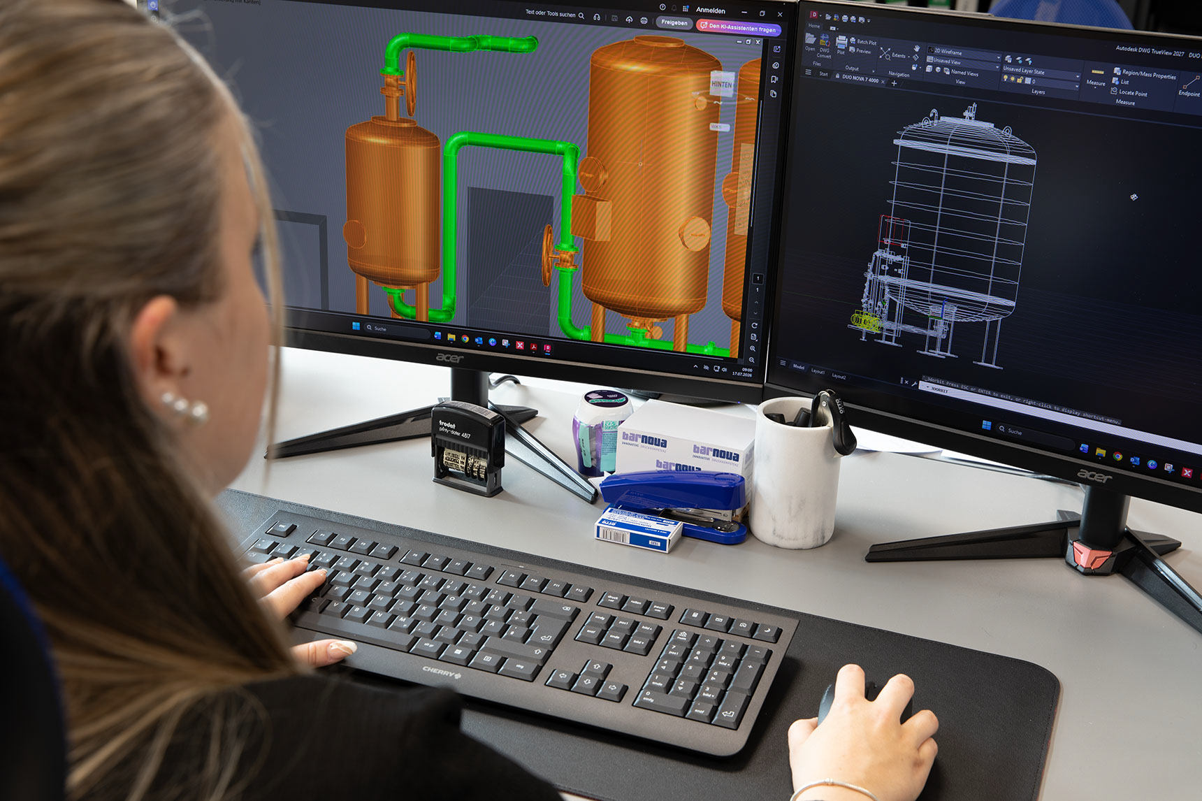 Konstruktion einer Druckhaltestation am CAD-Arbeitsplatz bei Barnova